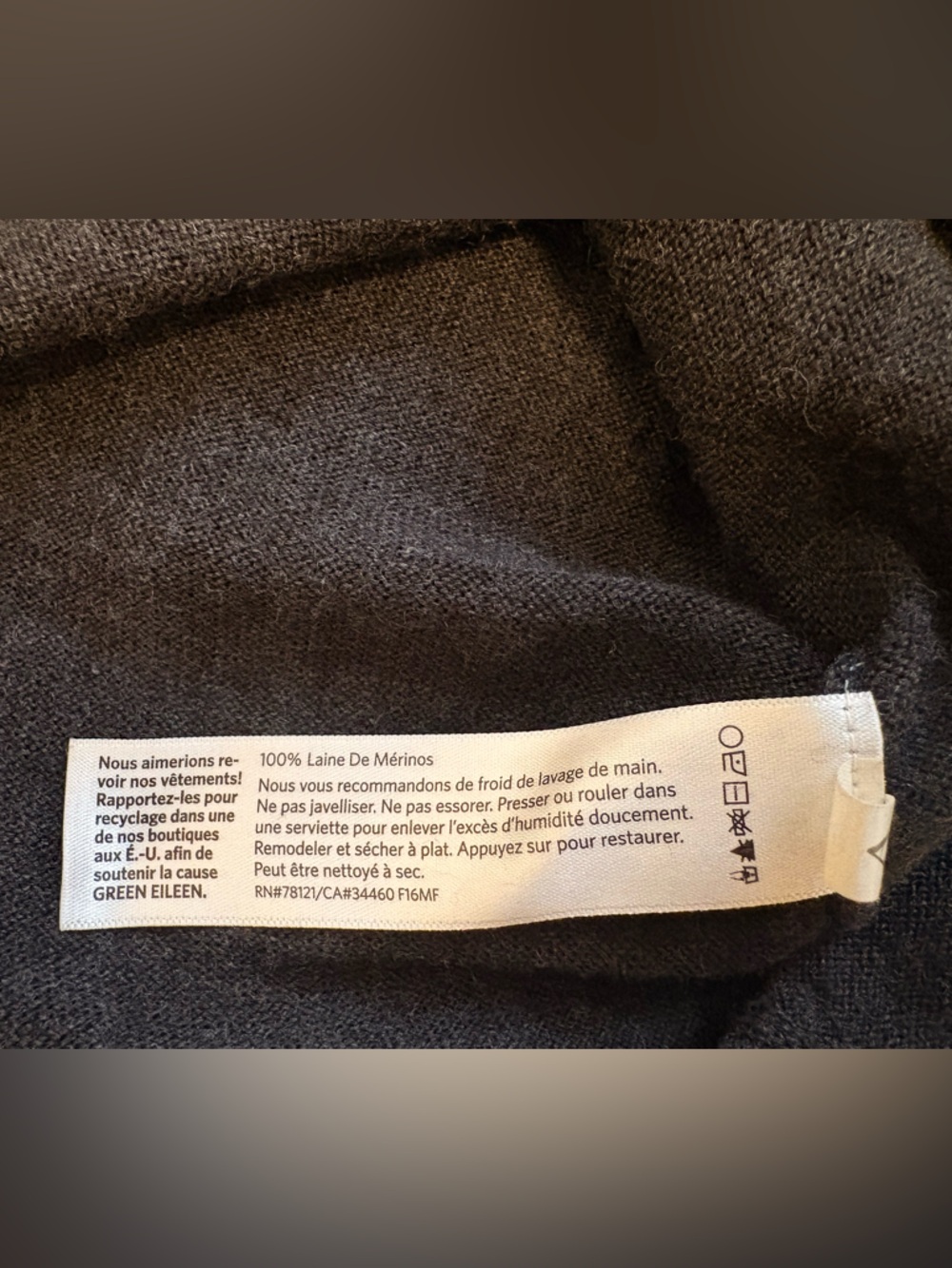 Eileen Fisher Merino Jersey Charcoal V-Neck Tunic Dress - S - Picture 5 of 9
